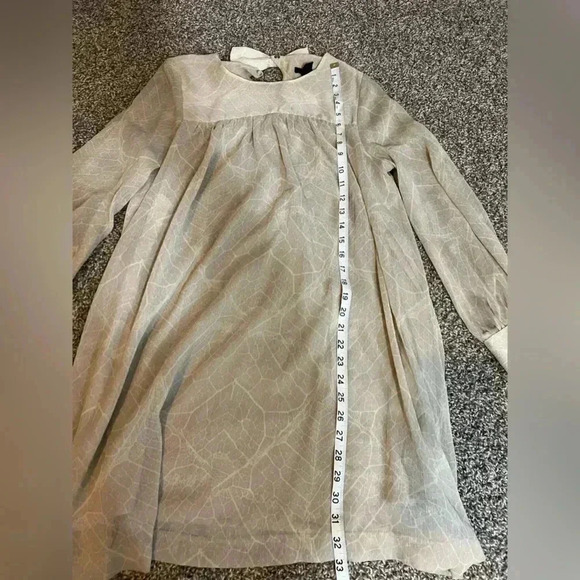 H&M DRESS SHIFT MIDI LONG SLEEVE SCOOP MECK TAN BONE CREAM SNAKE PRINT SIZE 10 - Picture 7 of 11